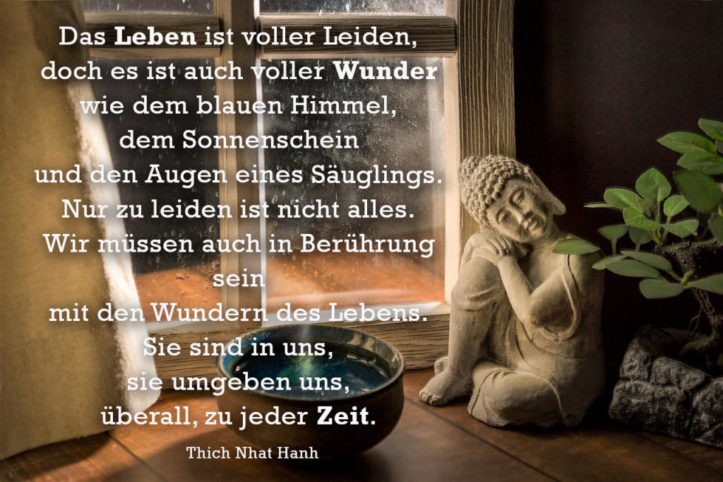 Eine verträumte Buddha- Statue an einem Fenster.