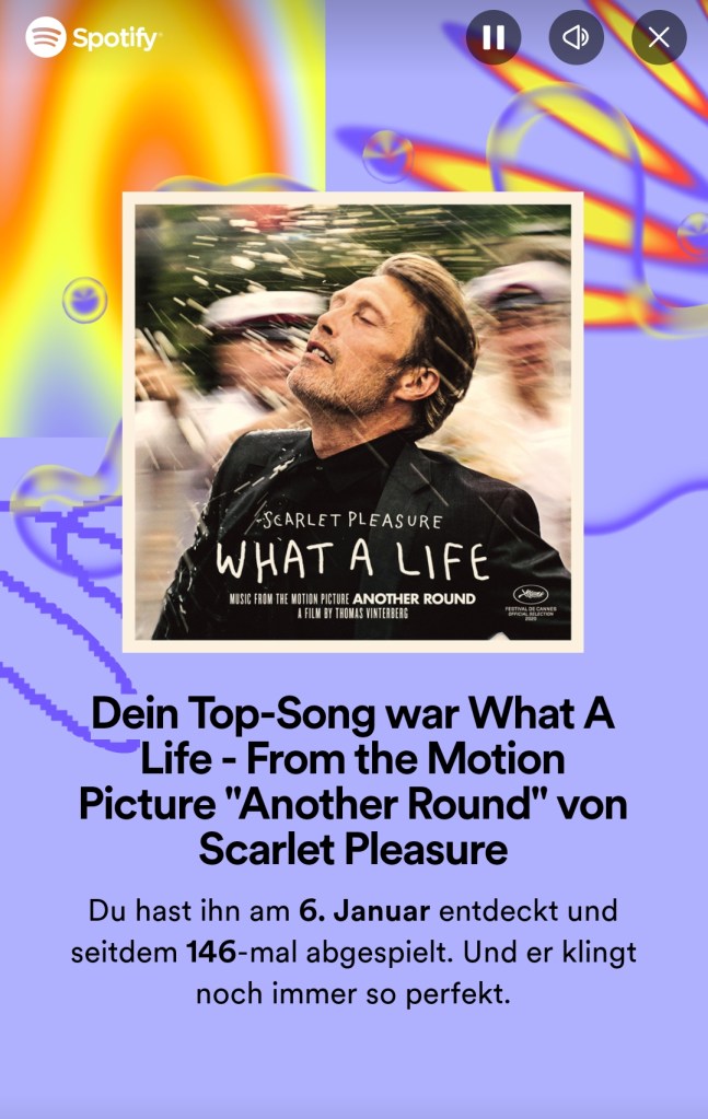 Bild auf dem steht, dass "What al life" 146x in Jahr 2023 abgespielt wurde