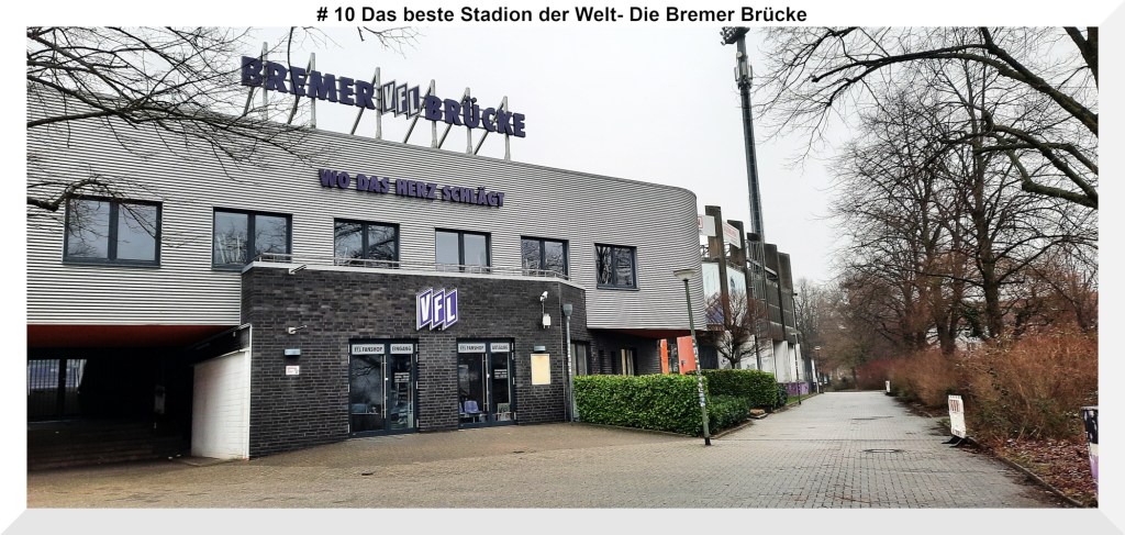 Das Fußballstadion des Vfl Osnabrück- auf dem Bild sieht man den Fanshop im Vordergrund