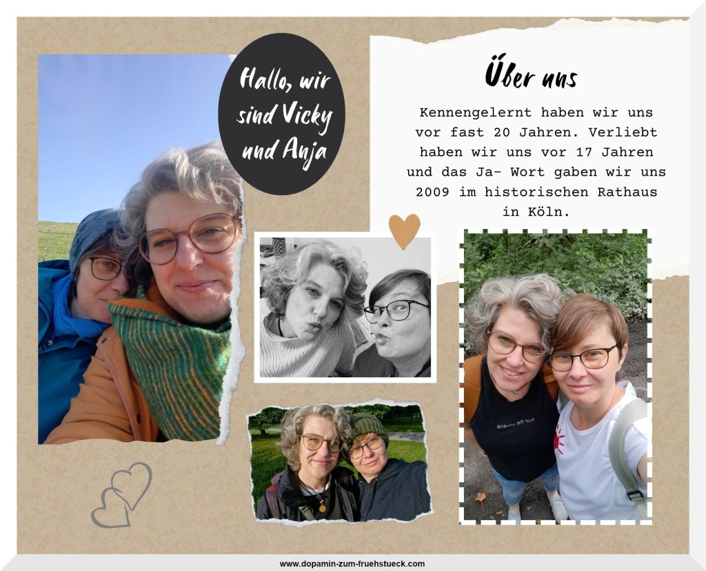 Collage aus vier Bildern, auf denen bei unterschiedlichem Wetter die beiden gleichen Frauen zu sehen sind